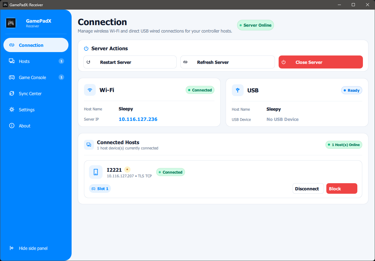 GamePadX Connection Manager